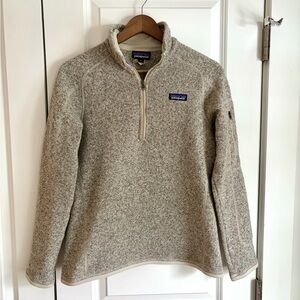 Patagonia Better Sweater Quarter Zip Heather Tan Fleece Pullover in Medium